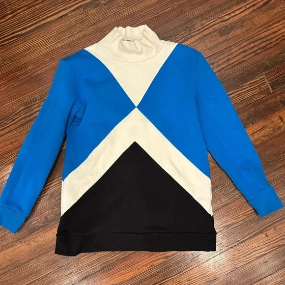 T By Talbots FRENCH TERRY COLORBLOCK MOCKNECK PULLOVER Sz Med petite - Picture 3 of 8